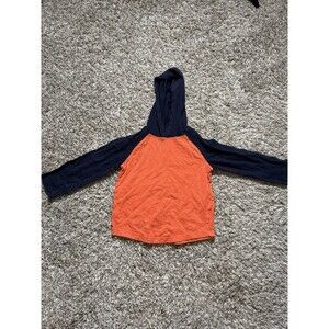 Gymboree Toddler Boys Orange Navy Hooded Long Sleeve Shirt Size 2T Casual